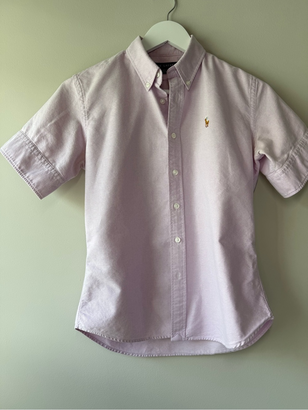 Vintage Ralph Lauren Lavender Oxford Shirt Women’s Size 6 Short Sleeve Pony
